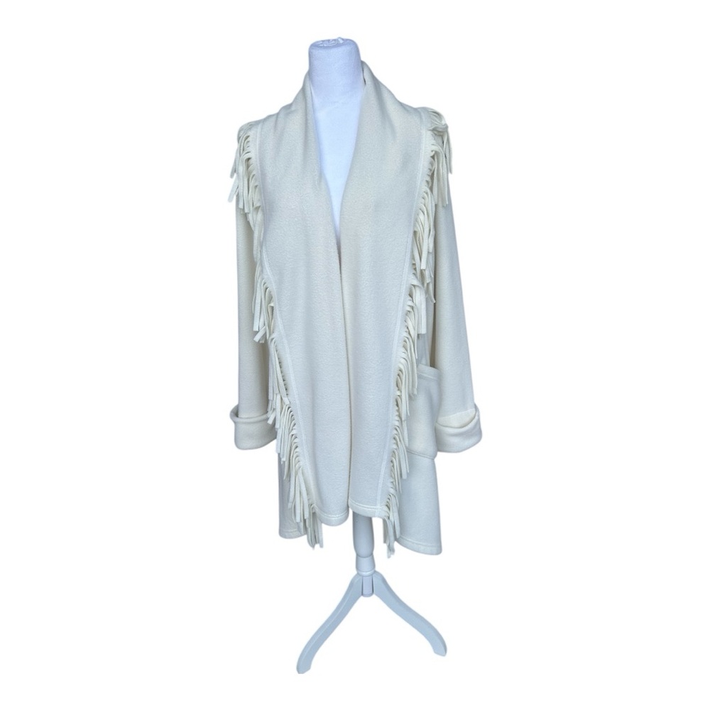 Woman Within’ Elegant Cream Fringe Shawl-Size 18/20 (Size L)